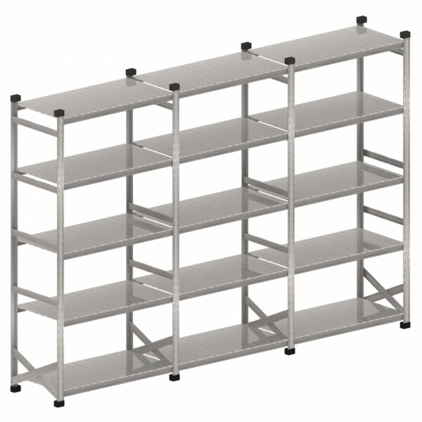 Stellingkast Legbordstelling Complete set 3 x 1200 mm H2500 x D600 S1 geschikt voor magazijn