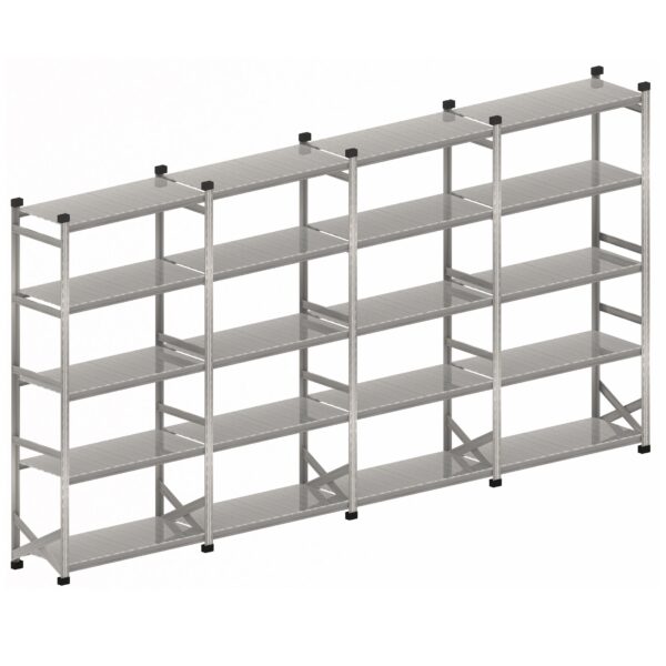 Stellingkast legbordstelling Complete set 4 x 900 mm H2500 x D500 S1 geschikt voor werkplaats