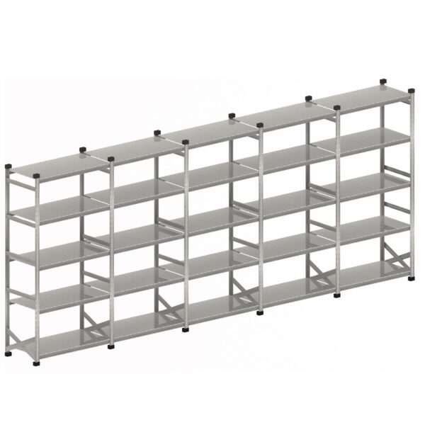 Stellingkast Legbordstelling Complete set 5 x 1200 mm H2500 x D600 S1 geschikt voor magazijn